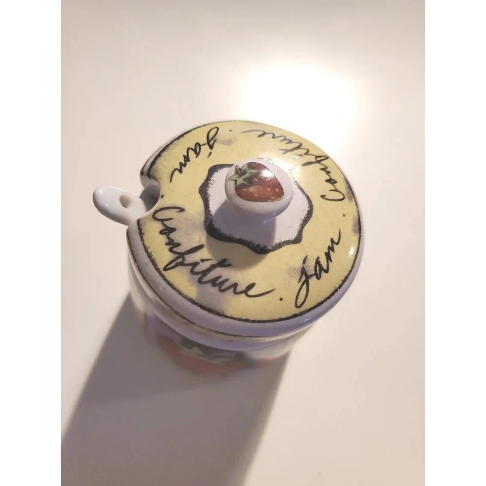 Jam Dish With Spoon Fruit Strawberry Cherry Themed Kitchen Dinning
